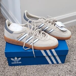 adidas Beige Suede Spezial Sneakers with Gum Sole and Gray Accents